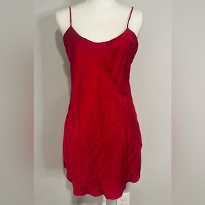 Vintage 90s Gold Label Victoria’s Secret Red Mini Slip Dress 100% Silk